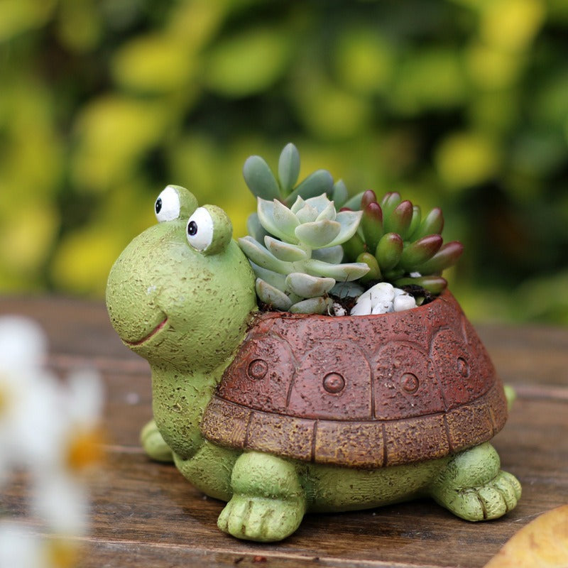 Schildkröten-Pflanztopf – grün und rot – Diving Specials Shop