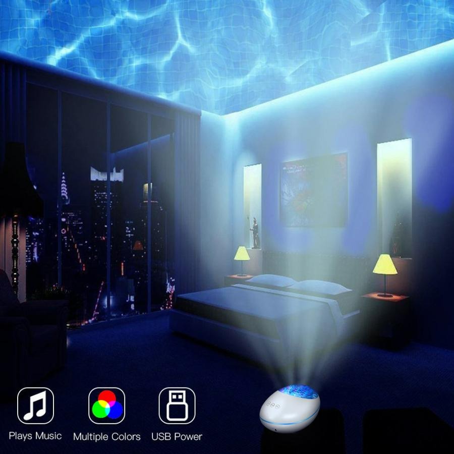 16 Farben Dimmbarer Wasserwellen-Effekt-Projektor Wassereffekt-Projektor-Licht  LED Ozeanwellen-Projektor Nachtlicht-Raum-Lampen-Projektor Geeignet For  Kinderzimmer Wohnzimmer ( Color : RGBW , Size : 1 : : Beleuchtung
