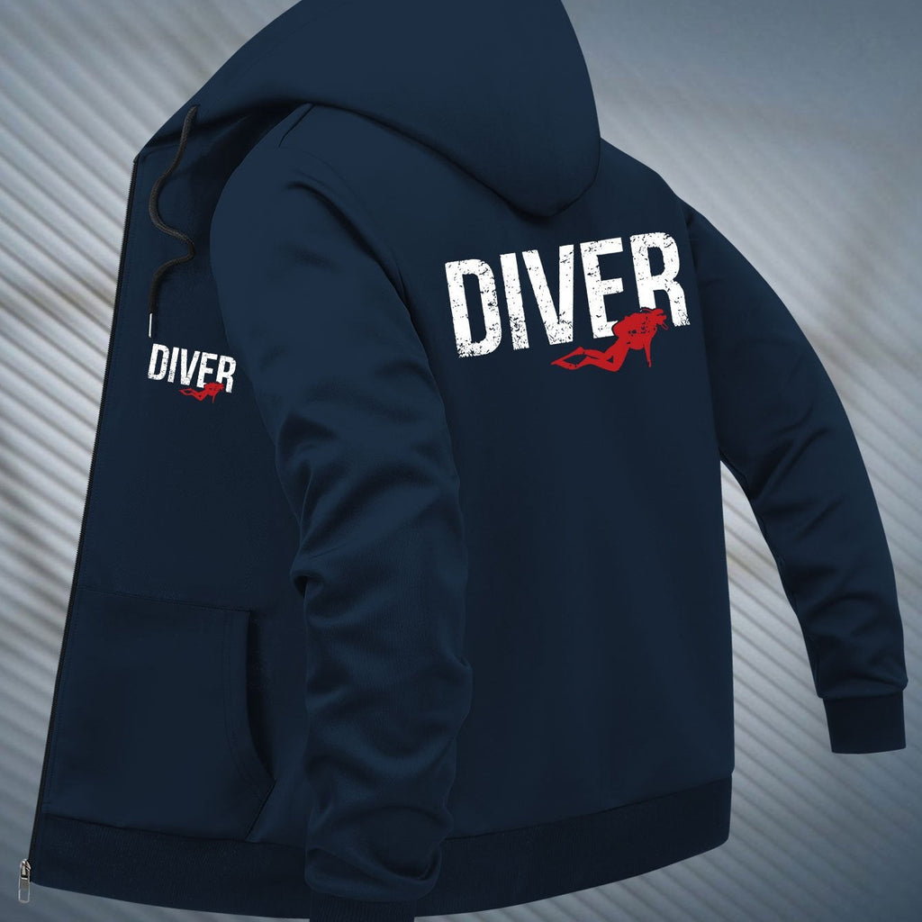 Unisex Hooded ‘DIVER’ Jacket – Lightweight Zip-Up Outerwear with Pocke ...