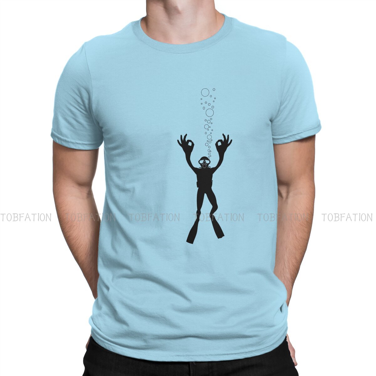 light blue Scuba diving T-Shirt for Men | Everything ok