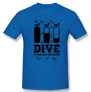 blue Scuba diving T-Shirt for Men | Dive it reduces pressure