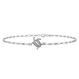 Turtle Real Silver Anklet