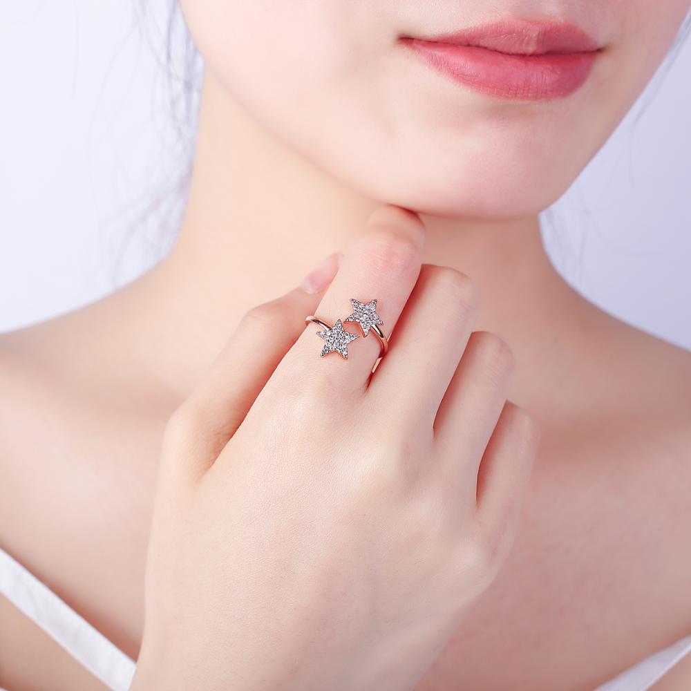 Adjustable Scuba Ring with Rhinestones: Sea Star Love