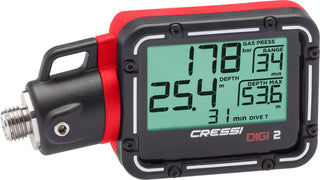 Cressi Digi 2 - digital console close up view, red