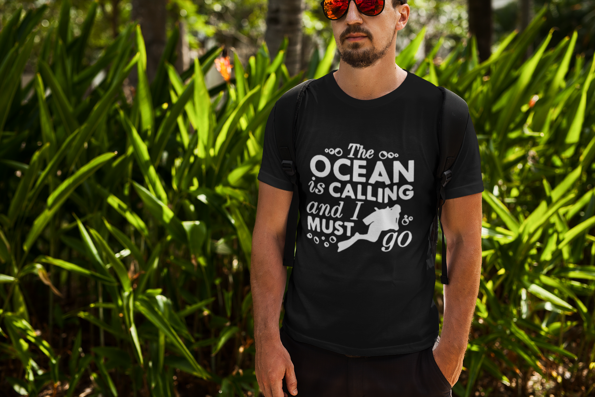 black Scuba diving T-Shirt for Men | The ocean is calling and I must go