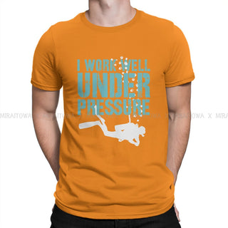 orange Scuba diving T-Shirt for Men | I Work Well Under Pressure