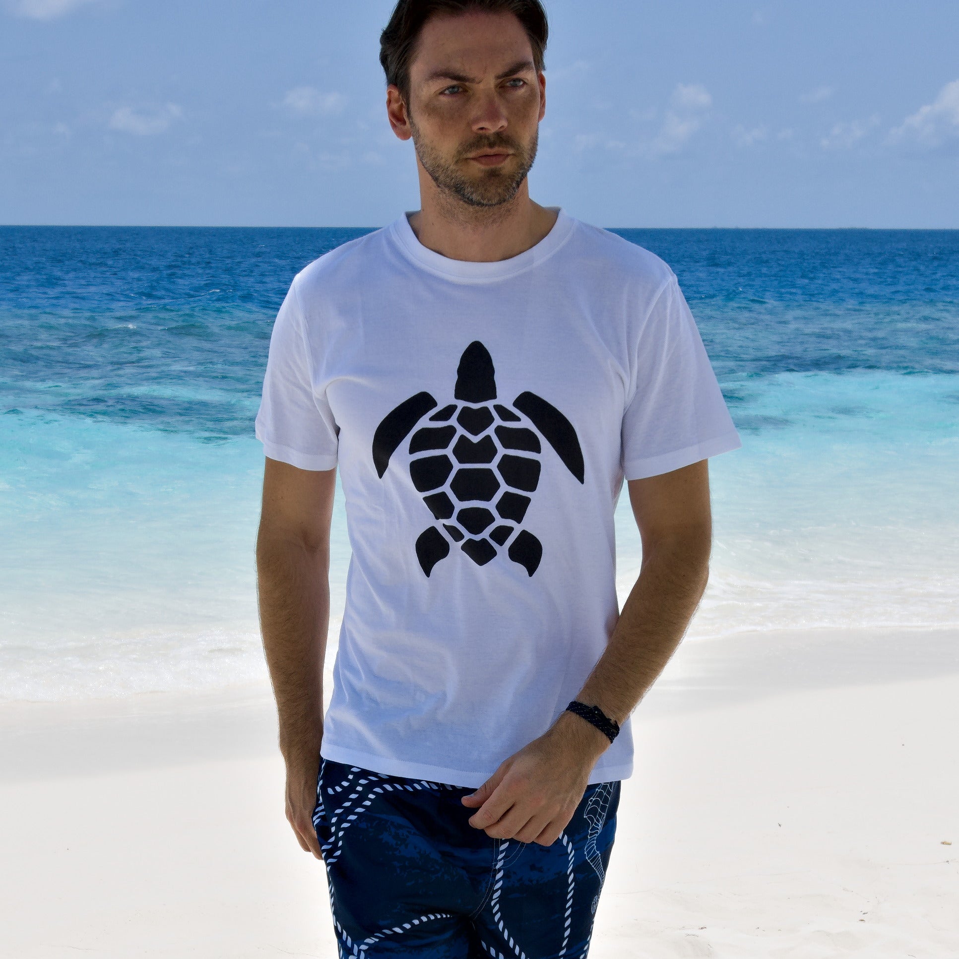 white Scuba diving T-Shirt for Men | Turtle Print
