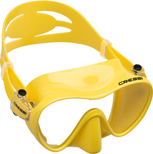 Cressi F1 Frameless Mask in clear silicone, yellow