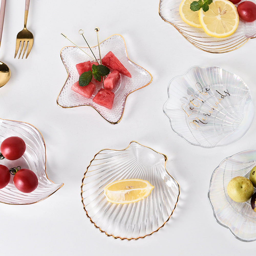 Glass Plate or Fruit Plate: Sea Shell Pattern
