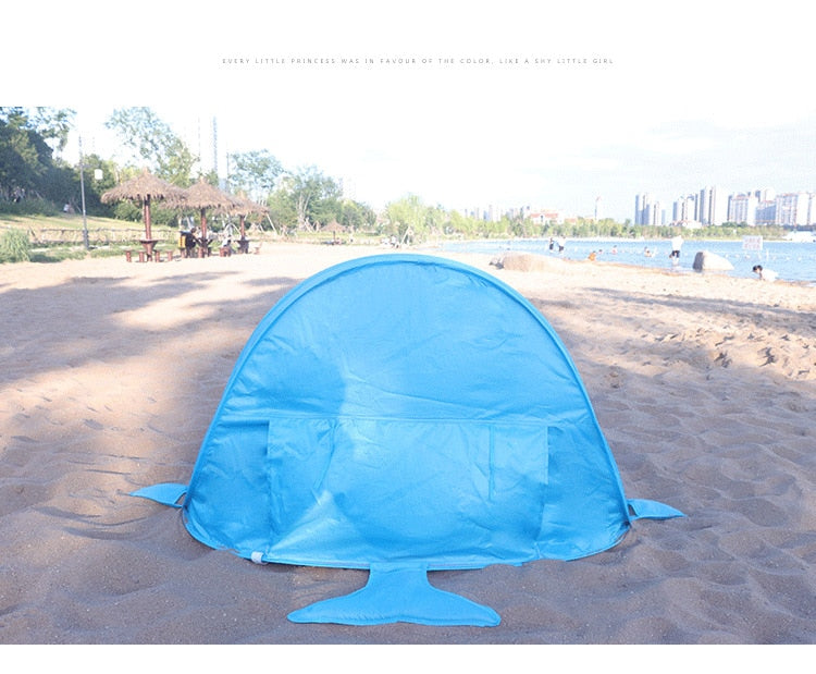probeach pop up tent Childrens Popup Shark Tent with Splash Pool Blue