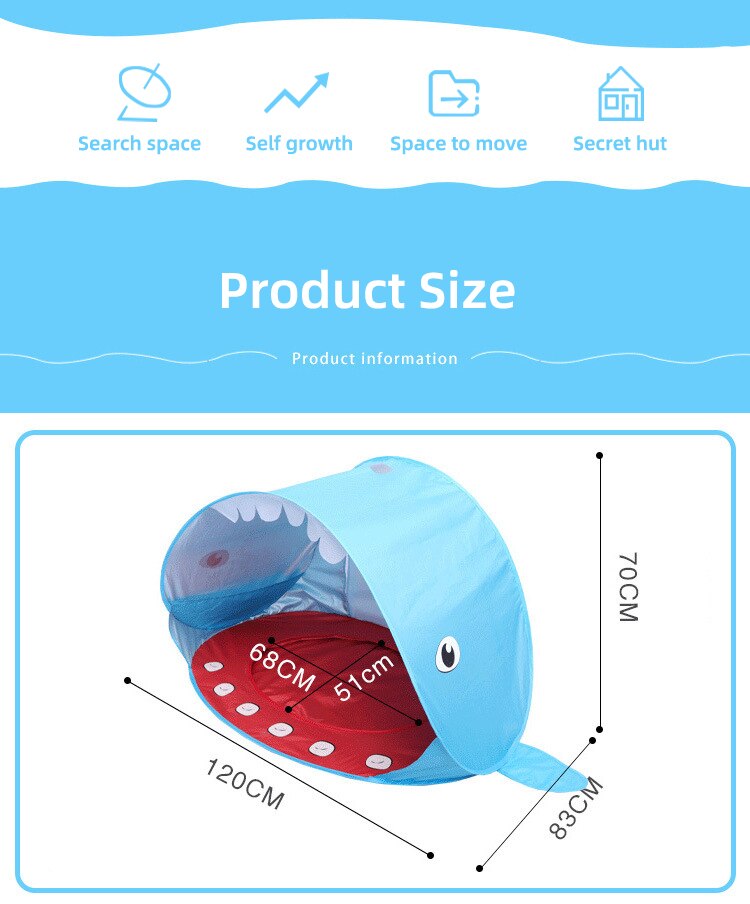 shark beach tent Childrens Popup Shark Tent with Splash Pool Blue