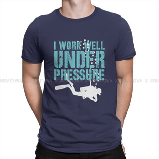 dark blue Scuba diving T-Shirt for Men | I Work Well Under Pressure