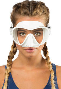 cressi masks, cressi scuba mask, cressi f1, cressi dive mask, cressi f1 frameless mask, white