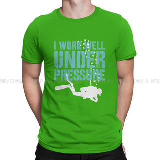 light green Scuba diving T-Shirt for Men | I Work Well Under Pressure