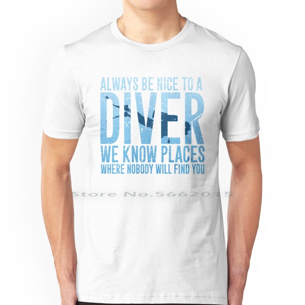 white Scuba diving T-Shirt for Men | Always Be Nice To A Diver