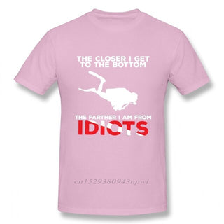 pink Scuba diving T-Shirt for Men | Closer To Bottom farther from idiots