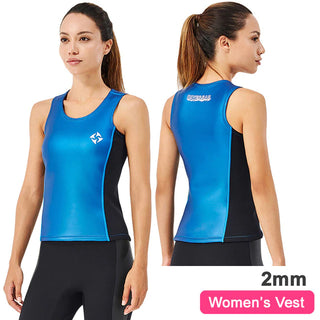 blue Neoprene Vest for Women | 2mm Sleeveless - quick dry