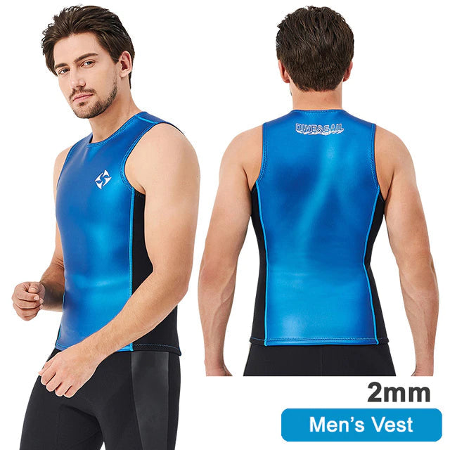 blue Scuba diving Neoprene Vest for Men | 2mm Sleeveless