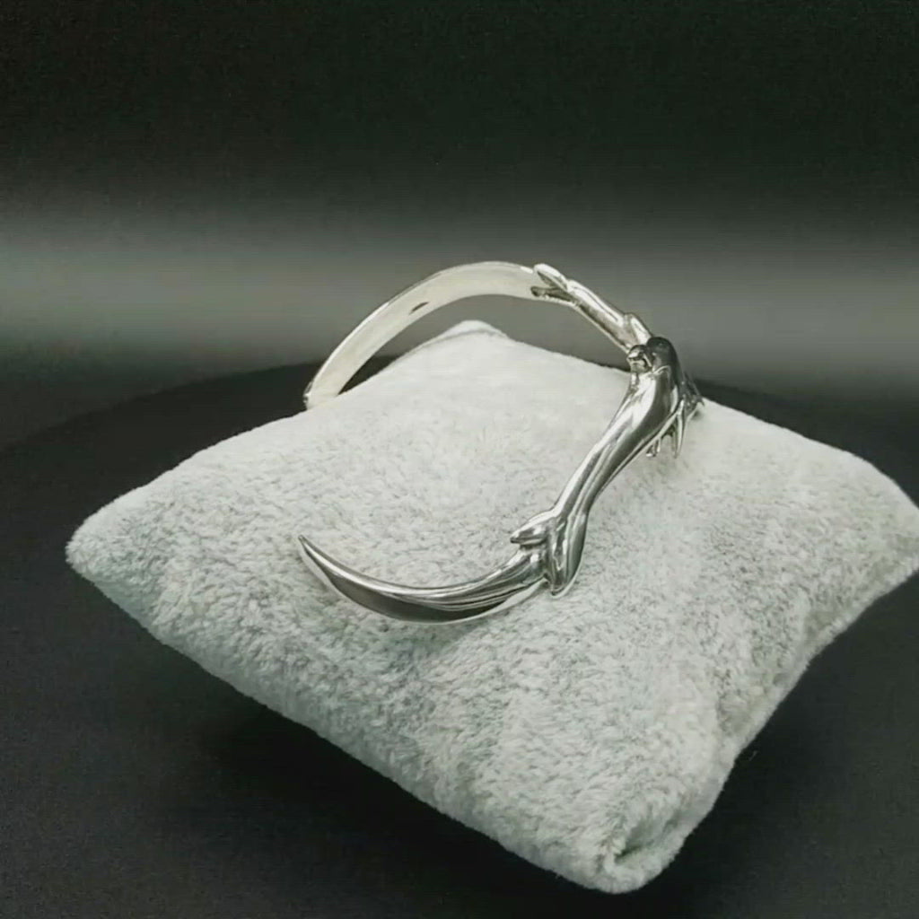 Dolphins Silver Cuff Bracelet