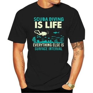 T-Shirt Men : Scuba Diving Is Life Streetwear T-Shirt Cool T-Shirt Casual T-Shirt