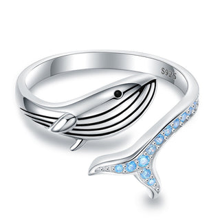 Whale Adjustable Ring - 925 Sterling Real Silver