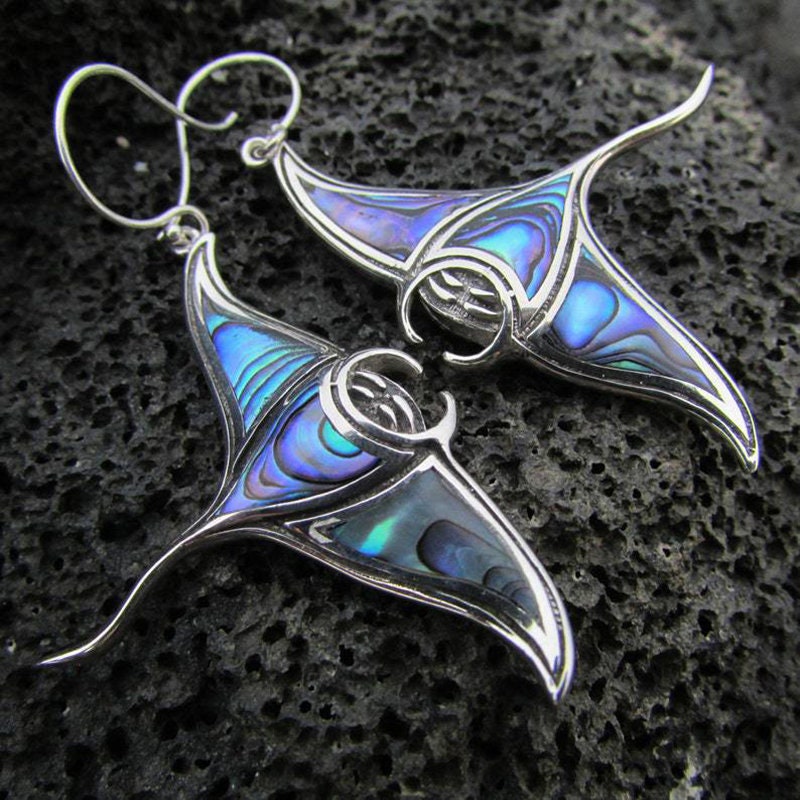 Manta Ray Fish Earrings for Women - Sea Creatures Statement Jewelry