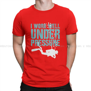 red Scuba diving T-Shirt for Men | I Work Well Under Pressure