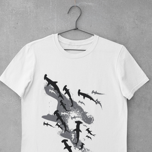 Men scuba diving T-Shirt | Hammerhead Shark Style - White