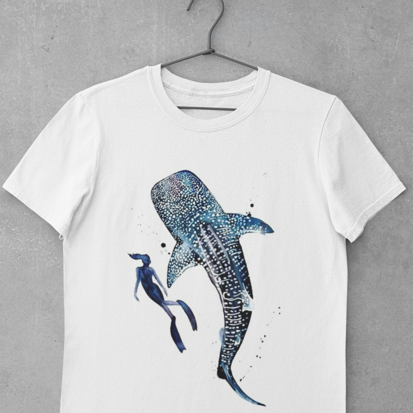 Camiseta Hombre: Buceador libre con Tiburón Ballena y Jorobado