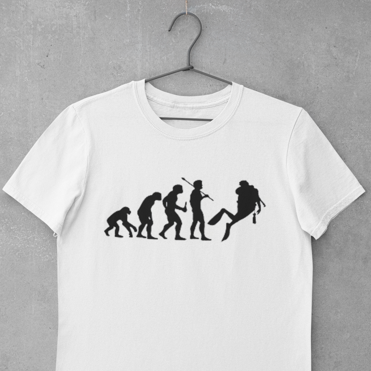 white Scuba diving T-Shirt for Men | Human Evolution Scuba Diver