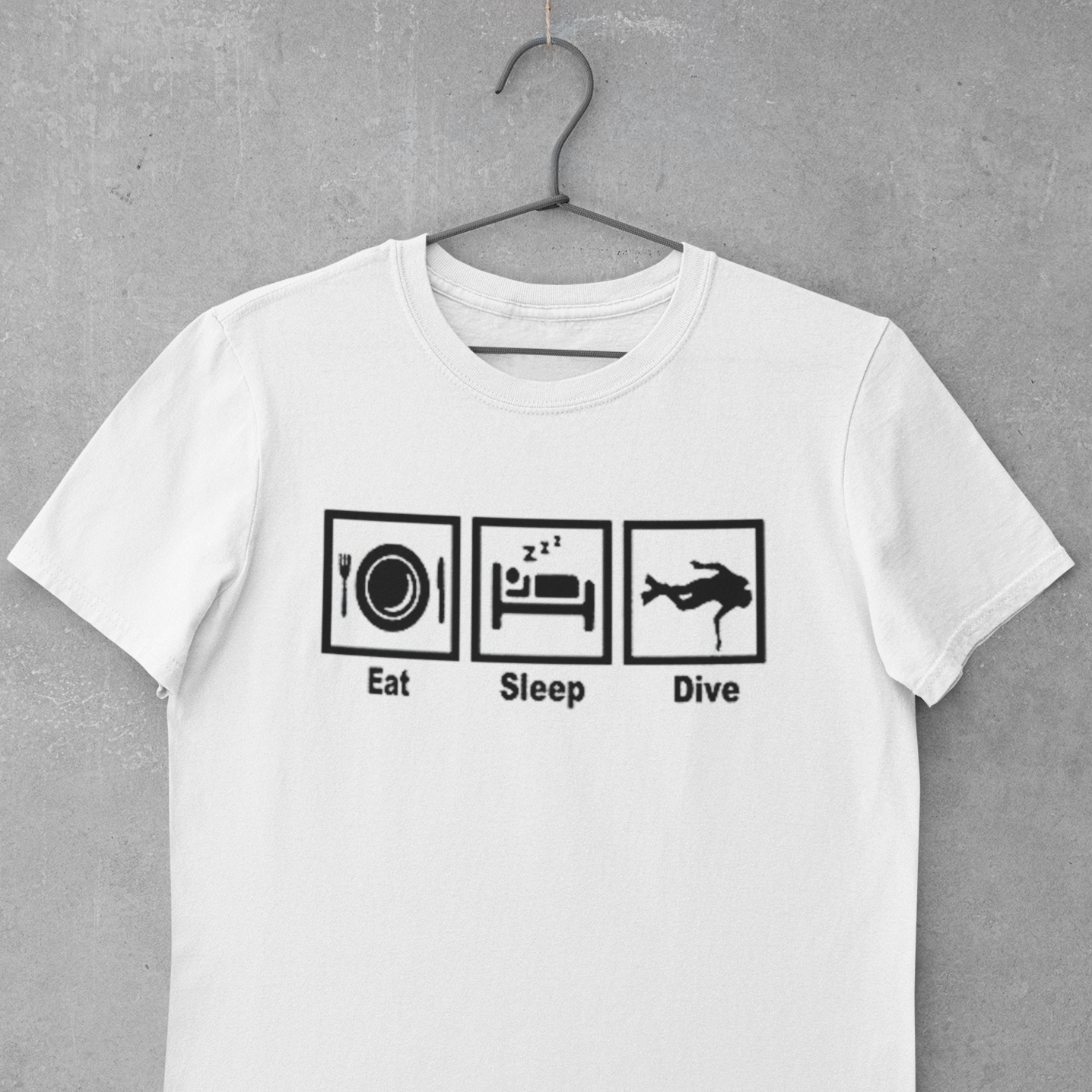 white Scuba diving T-Shirt for Men | Eat, Sleep & Dive