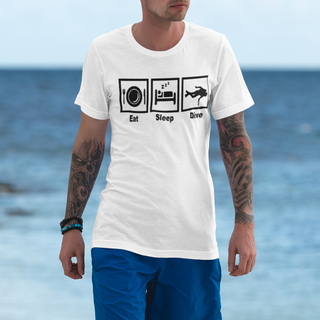 white Scuba diving T-Shirt for Men | Eat, Sleep & Dive