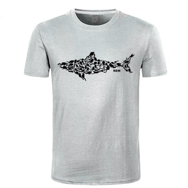 Scuba diving T-Shirt for Men | Scuba Diver turns into shark gray
