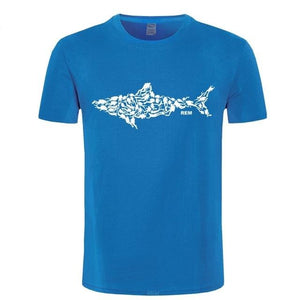 Scuba diving T-Shirt for Men | Scuba Diver turns into shark light blue