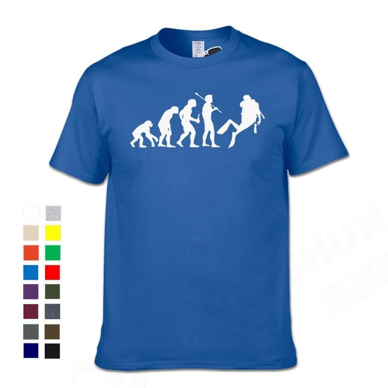 blue Scuba diving T-Shirt for Men | Human Evolution Scuba Diver