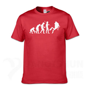 red Scuba diving T-Shirt for Men | Human Evolution Scuba Diver