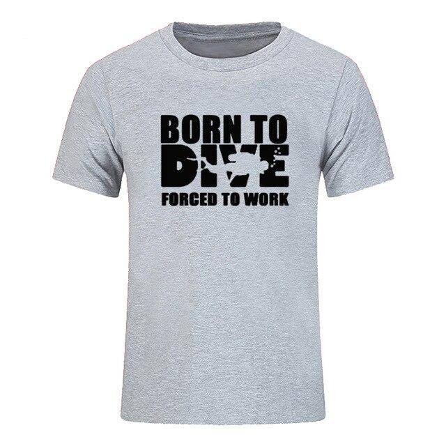 T-Shirt Men: Born to Dive, Forced to Work Grey