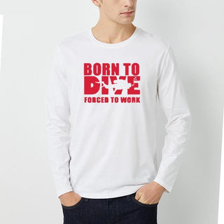 Long Sleeved T-Shirt Men Born to Dive, Forced to Work White Red