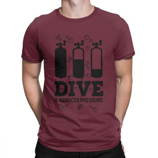red Scuba diving T-Shirt for Men | Dive it reduces pressure