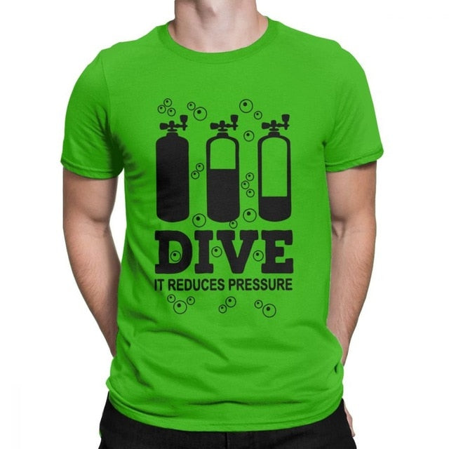green Scuba diving T-Shirt for Men | Dive it reduces pressure
