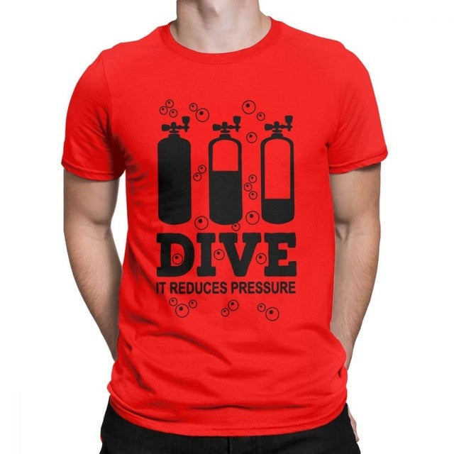 red Scuba diving T-Shirt for Men | Dive it reduces pressure