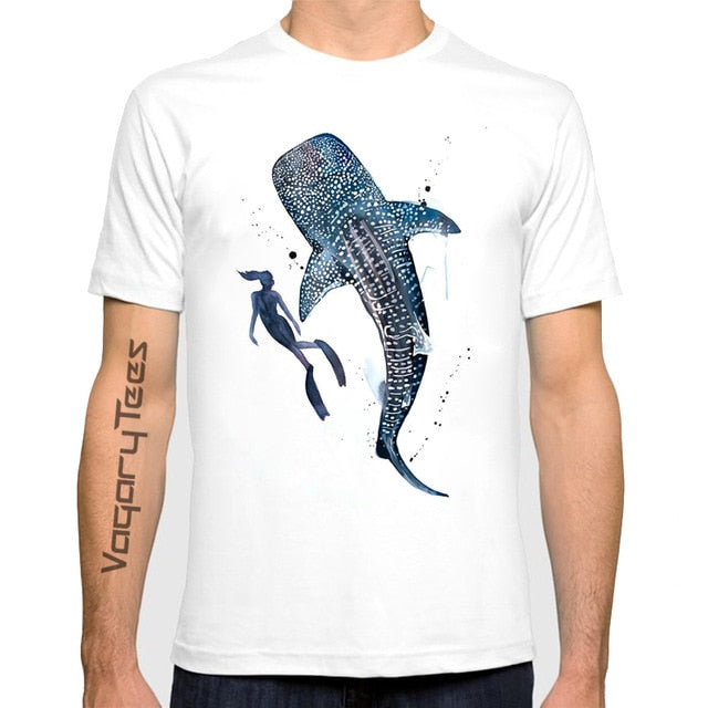 Scuba diving T-Shirt for Men | Free diver Whale Shark & Humpback
