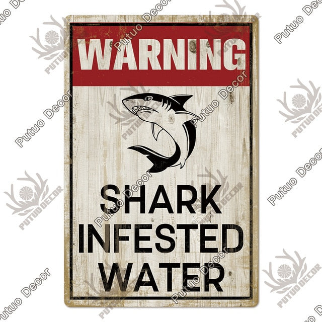 Infuse Water Sign Shark Infested Waters Sign