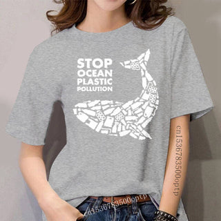gray Scuba diving T-Shirt for Women | Stop Ocean Plastic Pollution