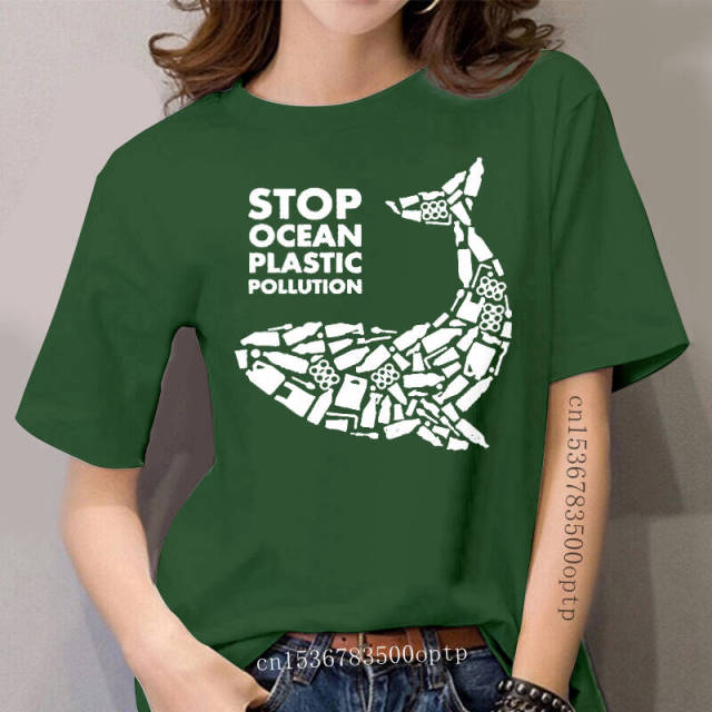 green Scuba diving T-Shirt for Women | Stop Ocean Plastic Pollution