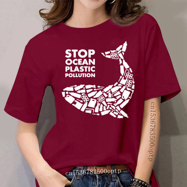 red Scuba diving T-Shirt for Women | Stop Ocean Plastic Pollution