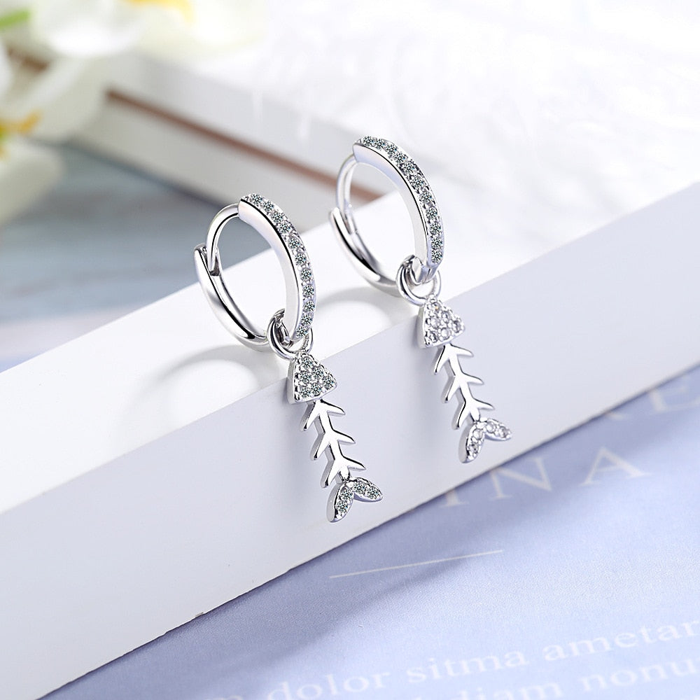 925 Scuba Sterling Silver Fish Bone Earrings