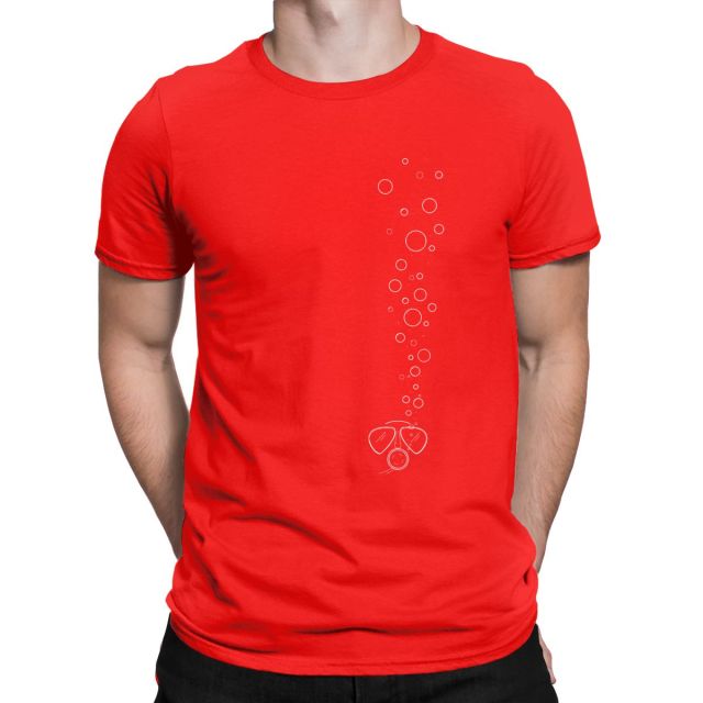 Scuba diving T-Shirt for Men | Diver Bubbles red
