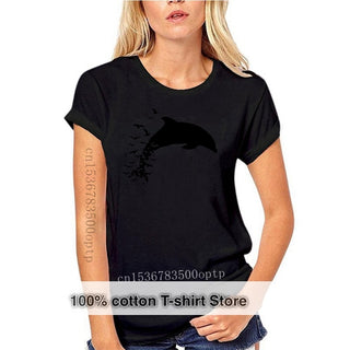 black Scuba diving T-Shirt for Women | Dolphin Love-100% Cotton
