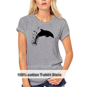 light gray Scuba diving T-Shirt for Women | Dolphin Love-100% Cotton